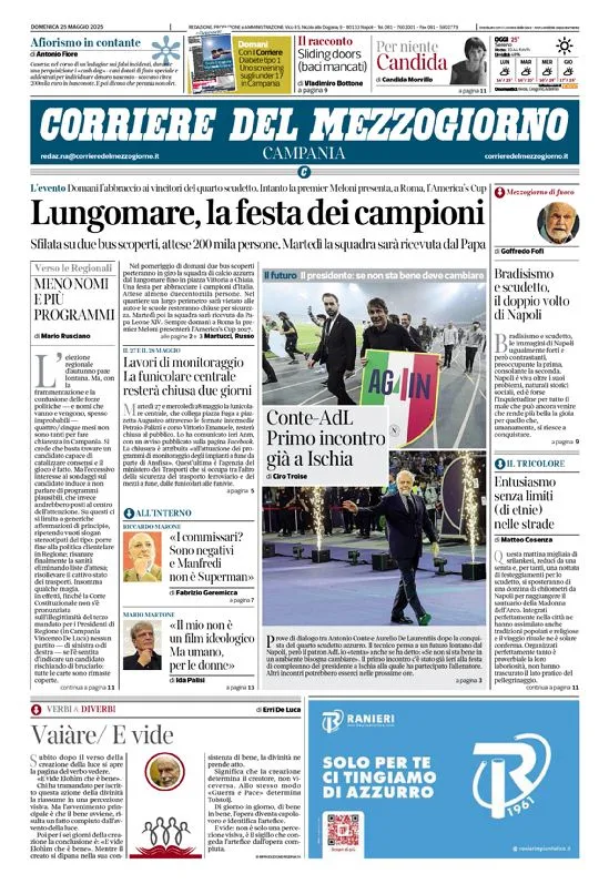 Prima-pagina-corriere del mezzogiorno-del-2025-05-25